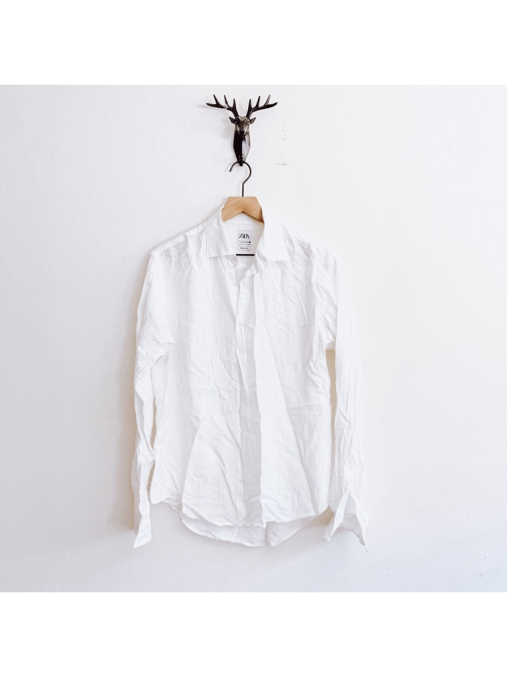 Men's ZARA White Regular Fit Casual Button Down Shirt Medium